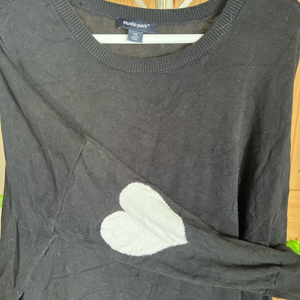 Studio Park Black Sweater with White Heart